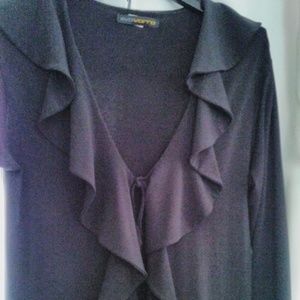 Eva Varro Black Ruffle Cascade Wrap (M)